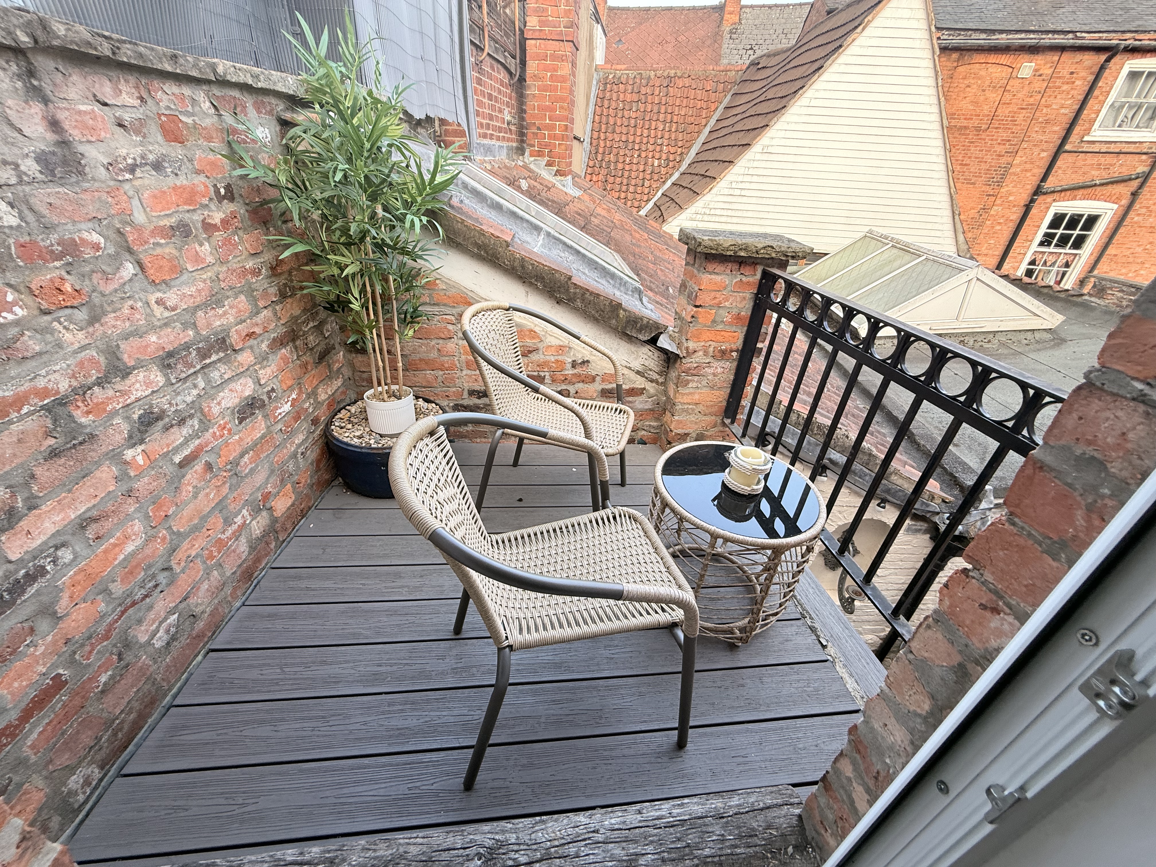 Seating on The Nook's first-floor balcony